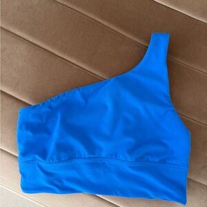Lululemon Athletica One-Shoulder Crop Top in Blue